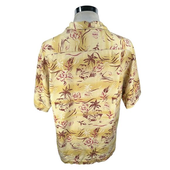 Tommy Bahama Hawaiian Silk Shirt Mens Medium Beige Woody Car Print Short Sleeve - Picture 5 of 10